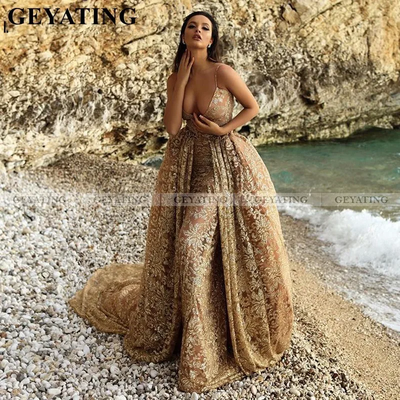 Glitter Sequin Gold Mermaid Prom Dresses Met Afneembare Rok Arabisch Kaftan Avondjurken 2020 Elegante Vrouwen Lange Formele Jurk Glitter Sequin Gold Mermaid Prom Dresses Met Afneembare Rok Arabisch Kaftan Avondjurken 2020 Elegante Vrouwen Lange Formele Jurk