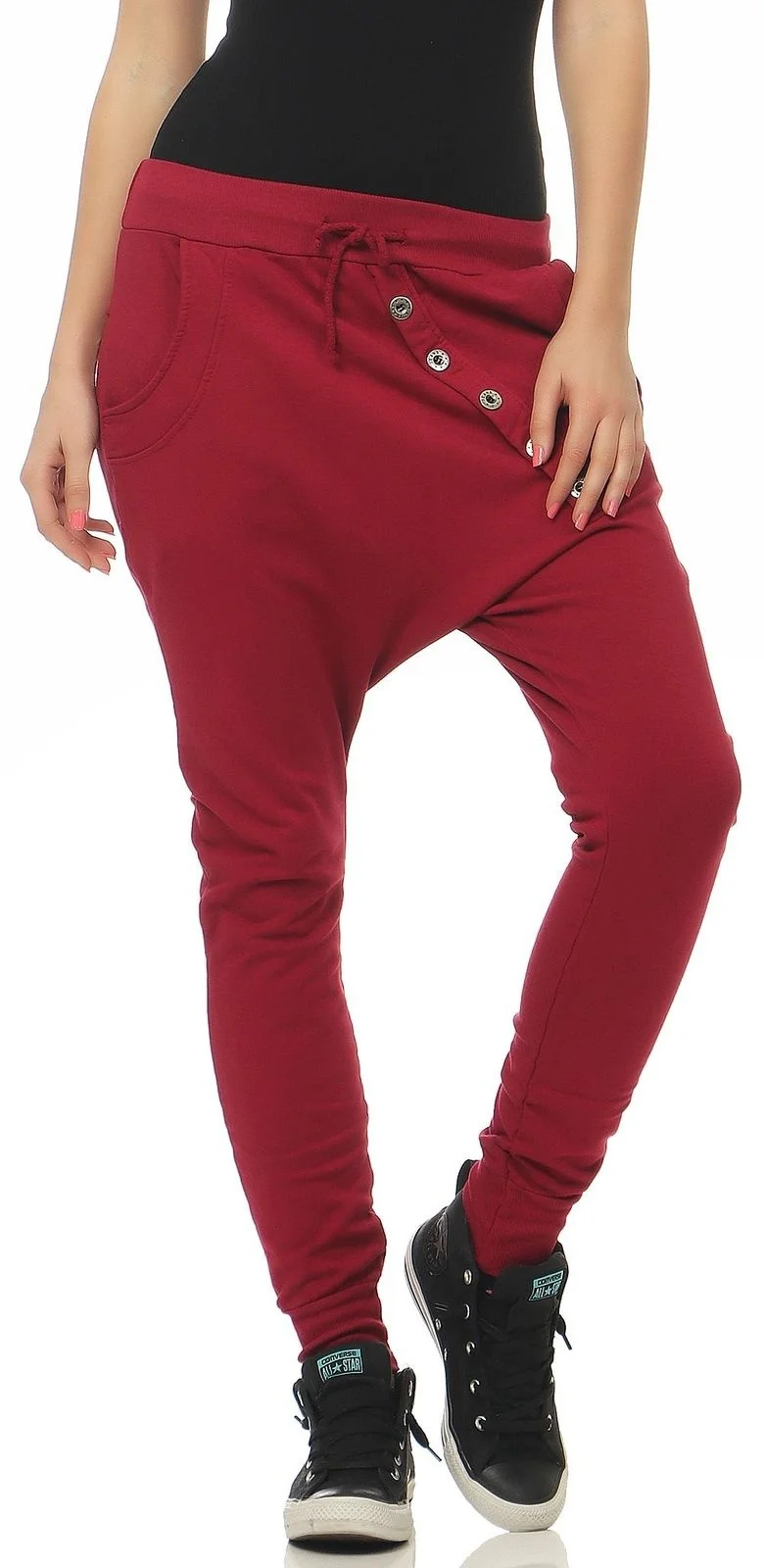 ZOGAA/женские шаровары, популярные повседневные свободные штаны в стиле хип-хоп, Женские однотонные классные спортивные штаны, джоггеры, большие размеры, S-4XL - Цвет: Бургундия
