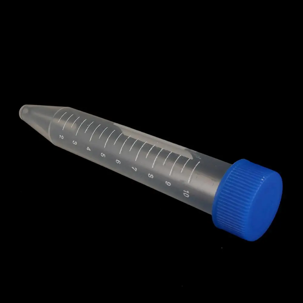 10ML Plastic Transparent Centrifuge Tube Screw Cap Cone Bottom Laboratory Vial Container Free-standing Lab Sample Analysis 5 Pcs