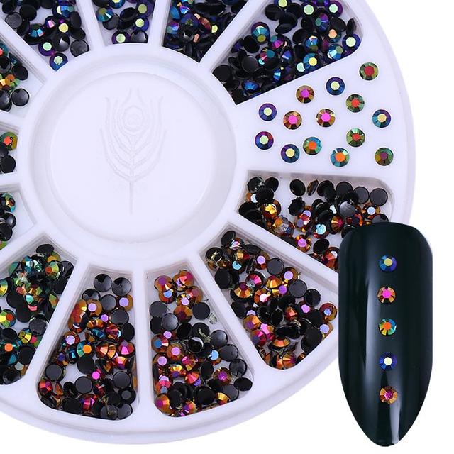 Gold Geometry Rivet Alloy Nail Studs Chameleon Stone Nail Rhinestone Small Irregular Beads 3D Nail Art Decoration In Wheel