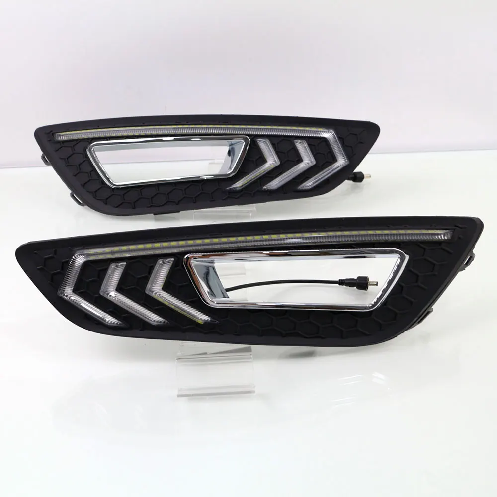 Дневные ходовые огни светильник дневные для Ford Focus 2015 2016 Белый DRL желтый