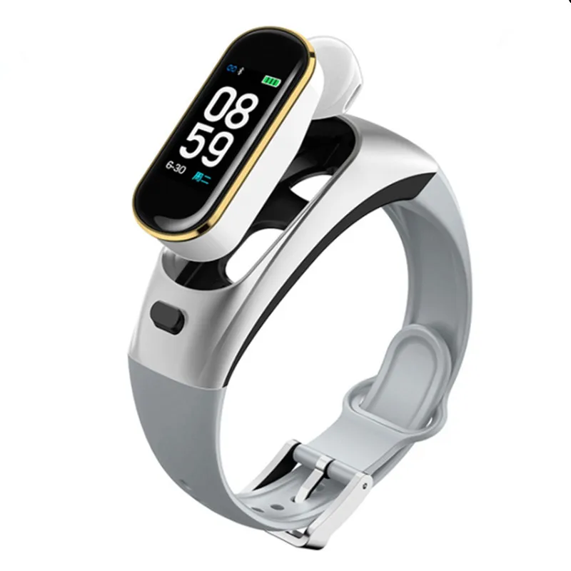 Silver LYKRY H109 умный браслет один Bluetooth наушники умный бизнес для мужчин Фитнес браслет монитор сердечного ритма спортивный ремешок для часов - Цвет: Silver