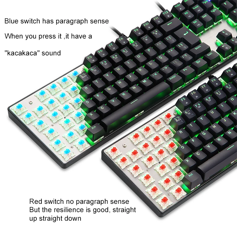 Portugal/English Motospeed CK104 RGB Gaming Mechanical Keyboard 104 keys LED Backlit USB Wired Keyboard for PC Computer Gamer