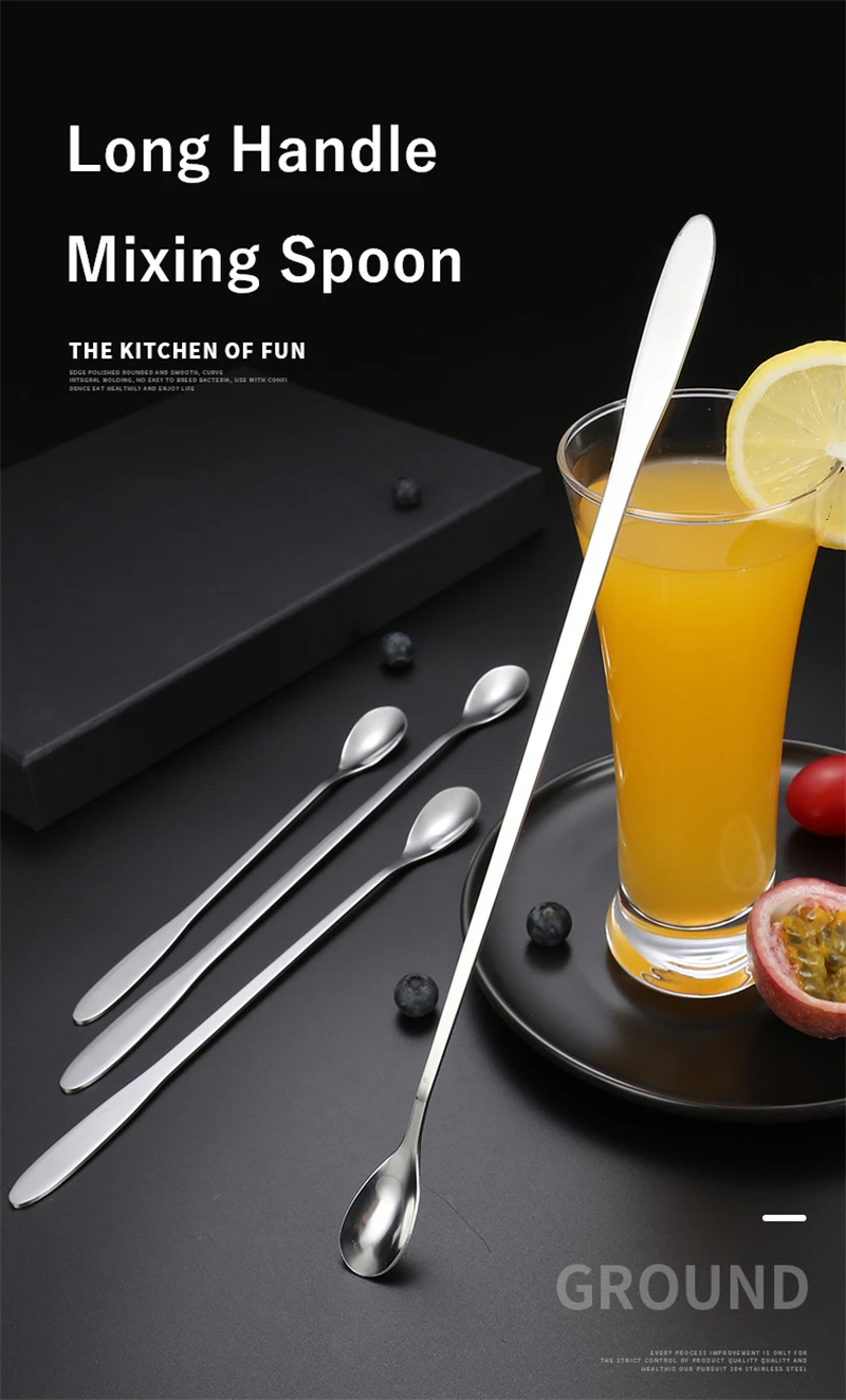 Description Picture 2 of itemLong Handle Stainless Steel Coffee Spoons Tea Milk Ice Cocktail Wine Stirring Teaspoon Mini Scoops Utensils for Kitchen