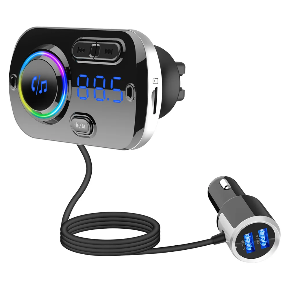 Черный Двойной USB Charge3.0 автомобильное зарядное устройство fm-передатчик Bluetooth беспроводной радио адаптер AUX MP3-плеер Hands-free телефонное зарядное устройство - Название цвета: Черный