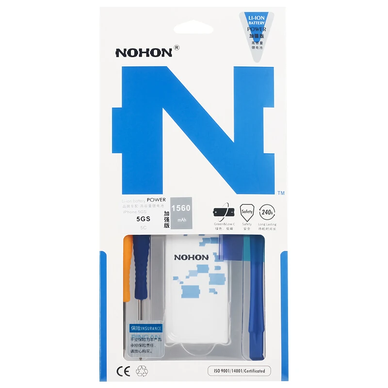 NOHON 1560mAh аккумулятор для iPhone 5S 5C Встроенный запасной телефон батареи с установочными инструментами