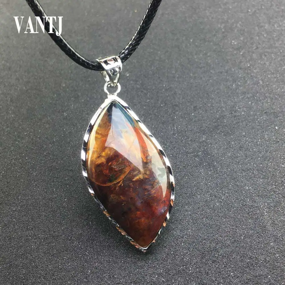 

VANTJ Natural Blue Yellow Pietersite Chatoyant Pendant For Women Men Best Gift Crystal Necklace Healing Gemstone