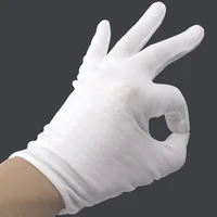 1Pair White Gloves Cotton Soft Thin Coin Jewelry Silver Inspection Gloves Handling Work Protector Gloves S M L 1