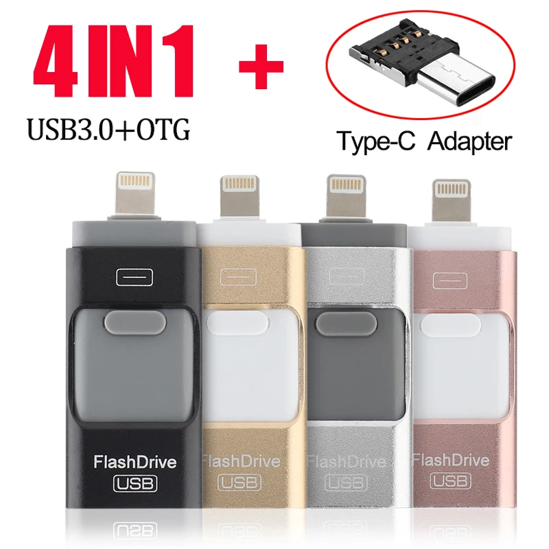 USB Flash Drive 4 in 1 512GB For iPhone/Android/PC Type-c Interface Memory Stick 