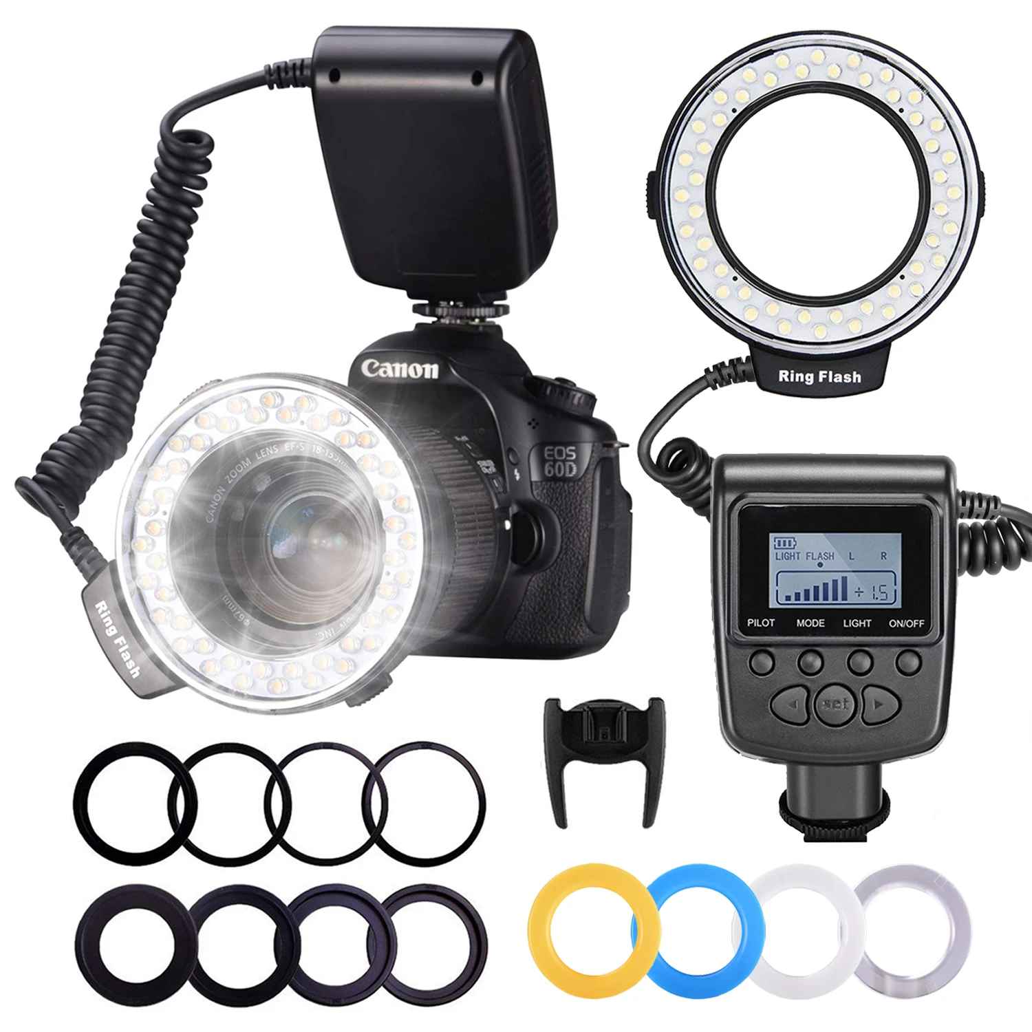 RF550D 48pcs Macro LED Ring Flash Light for Canon Nikon Olympus Pentax Camera 