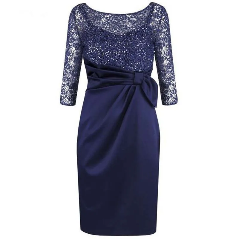 2020 Dark Navy 3/4 Lange Mouwen Moeder van de Bruid Jurk met Kant Plus Size Moeder Jurken Moeder Jurken Voor bruiloft 2020 Dark Navy 3/4 Lange Mouwen Moeder van de Bruid Jurk met Kant Plus Size Moeder Jurken Moeder Jurken Voor bruiloft