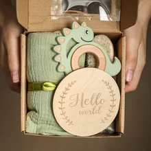 1Set Ensemble De Jouets Pour Bébé Serviette De Bain Bébé En Bois Jalons Hochet Bracelet Crochet Jouets De Bain Pour Bébé Produits Nouveau Né Cadeaux de Naissance