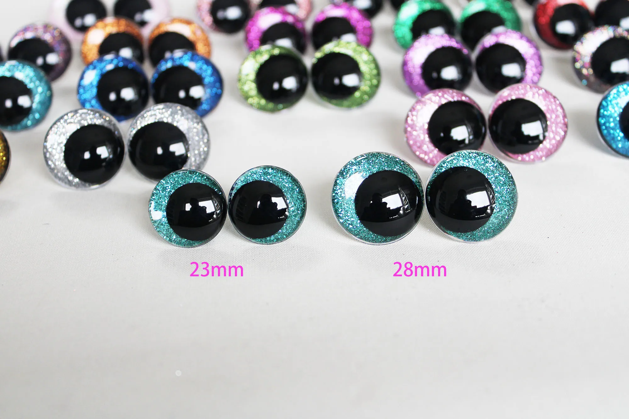 20PCS   14mm 16mm 18mm  23mm  28mm Cartoon Round  glitter toy eyes funnny doll eyes With handpress washer FOR PLUSH CRAFT -N19