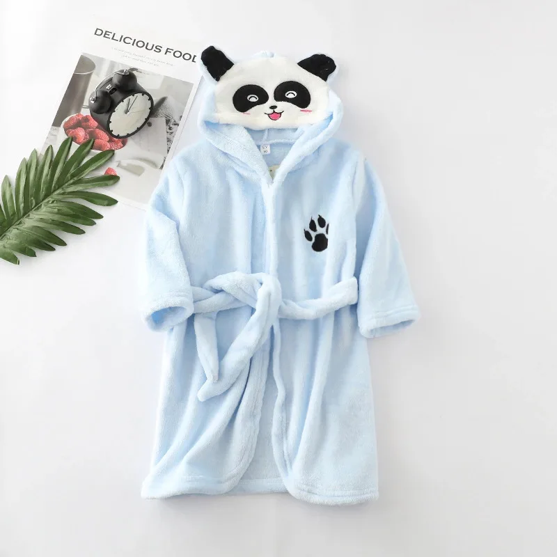 2023 Kinderen Pyjama Winter Peuter Flanellen Pyjama Gewaden Jongen Meisje Hooded Badjas Baby Homewear Kleding Jas Kinderen Jas