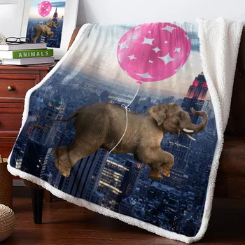 

BIGHOUSES Throw Blanket Funny Elephant Bedspread Coverlet Blankets Fleece Throw Cover Wrap Personalized Thick