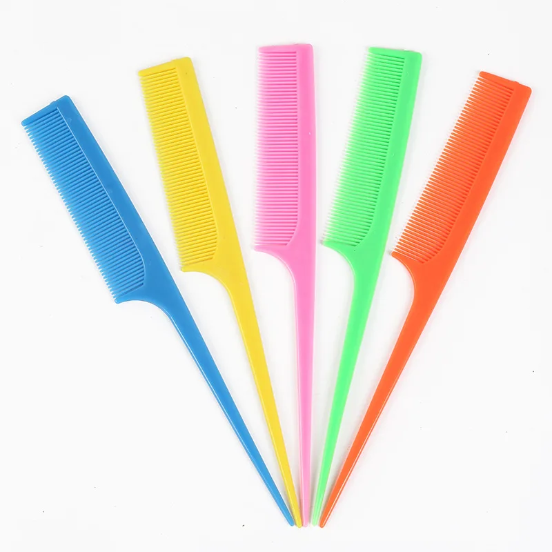 10pccolor mixing 10 шт. расческа для волос разных цветов, Парикмахерская щетка для укладки, пластиковый гребень с тонкой и длинной ручкой, парикмахерские инструменты - Цвет: 10pccolor mixing