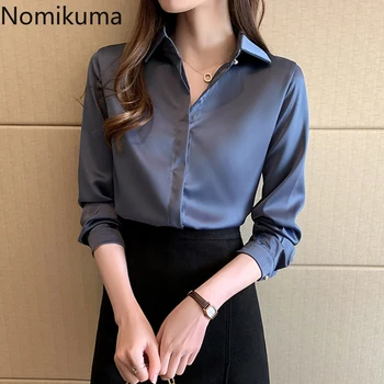 

Nomikuma Women Chiffon Blouse Korean Office Long Sleeve OL Style Shirt 2020 Spring Autumn Single Breasted Blusas Feminimo 3Z210