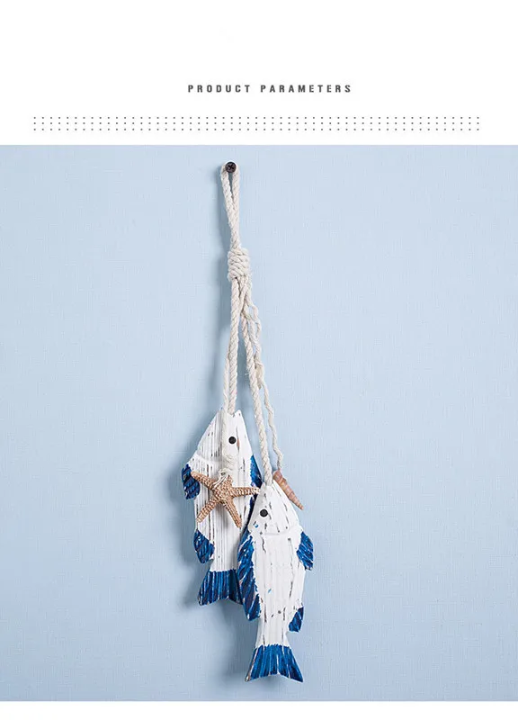 Wood carving small fish pendant Mediterranean home accessories fish skewer wall decoration mural