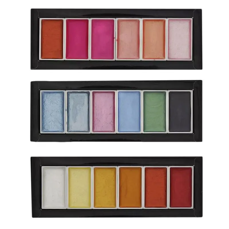 

6Colors Pigment Set Solid Glitter Watercolor Paint Portable Drawing Art Tool