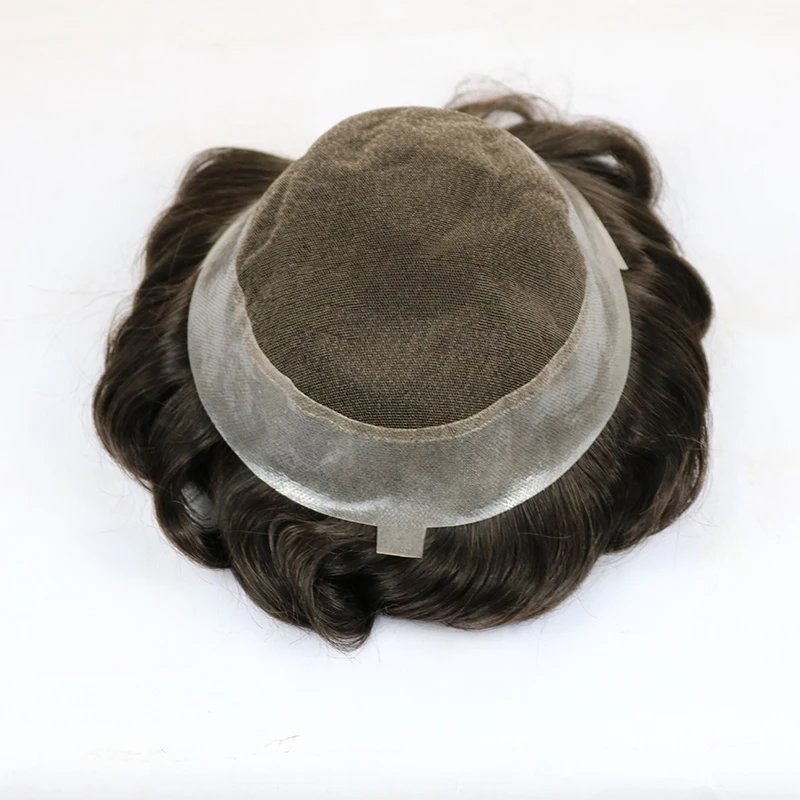 Австралийская основа(швейцарское кружево с полиуретановым силиконом вокруг) запас мужской зажим для парика человеческих волос Замена системы протезов парики