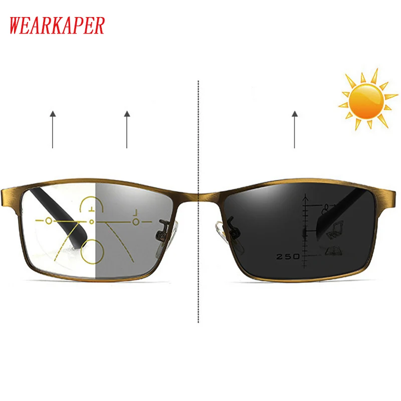 

Фотохромные очки для чтения WEARKAPER, мужские очки, прогрессивная фоторамка для женщин и мужчин, очки с диоптриями ближнего и дальнего зрения 1,5