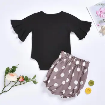 

2019 female baby trumpet sleeves polka dot printed shorts cute baby high waist cotton shorts girls baby clothes play suit