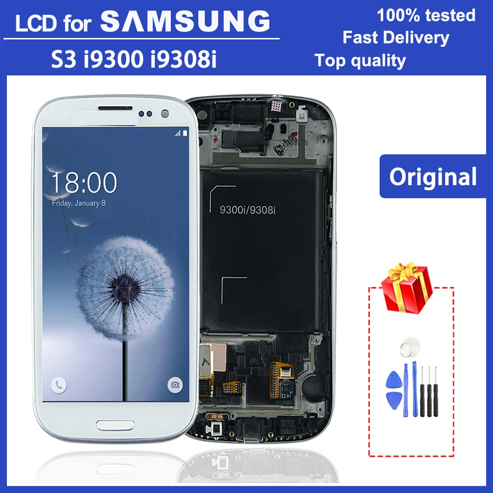 Оригинальный ЖК-дисплей 4 8 &quotS3 i9300 для Samsung Galaxy S3 i9300i i9301 i9308i i9301i с сенсорным