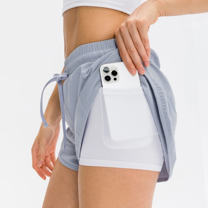Yoga Shorts For Sports Shorts Running Shorts Yoga Shorts Workout Shorts Double Layer Women Sexy Trousers Fitness Gym Running Ladies Sport Athletic Tights Spandex Black