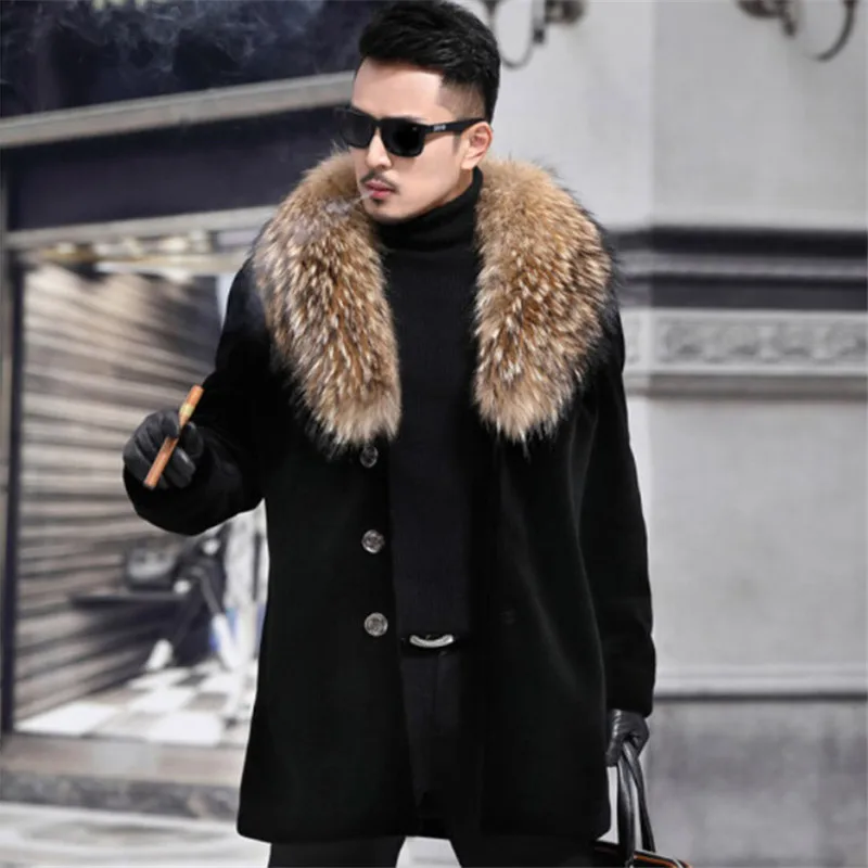 Men's Faux Fur Jacket Fur Mink Men's Fleece Coat Big Scorpion Fur Collar Warm Leather Men's Leather Jacket More Size S-6XL