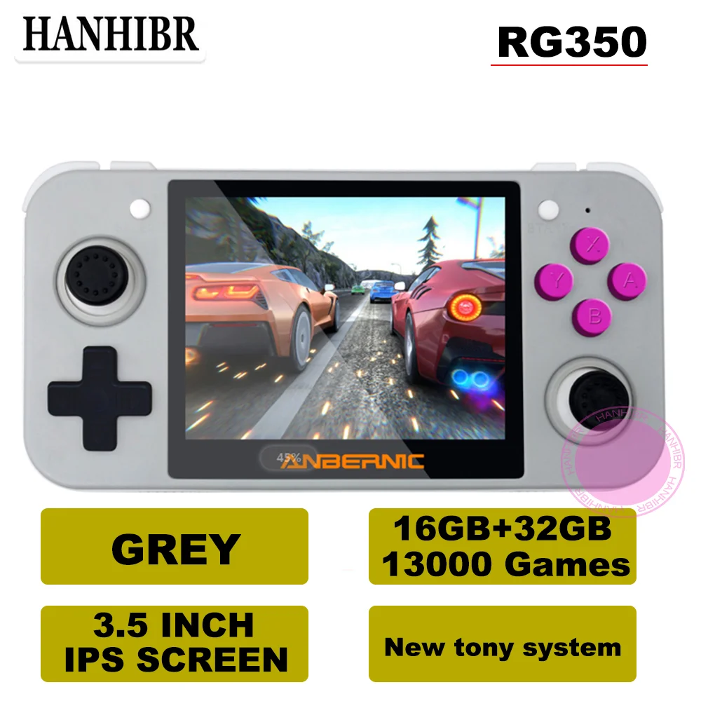 GREY 48G13000 Games HANHIBR RG350 Linux система Ретро игровая консоль 3,5 дюймов HD ips экран 16 Гб портативная игра 128 ГБ карта 28000 игры 16 эмуляторы - Color: GREY 48G13000 Games