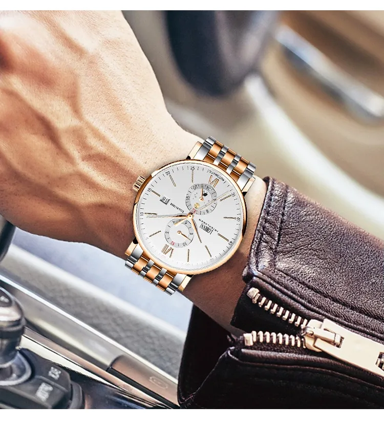 Швейцарские LOBINNI мужские часы люксовый бренд наручные часы мужские Чайка автоматические механические многофункциональные водонепроницаемые часы L1022