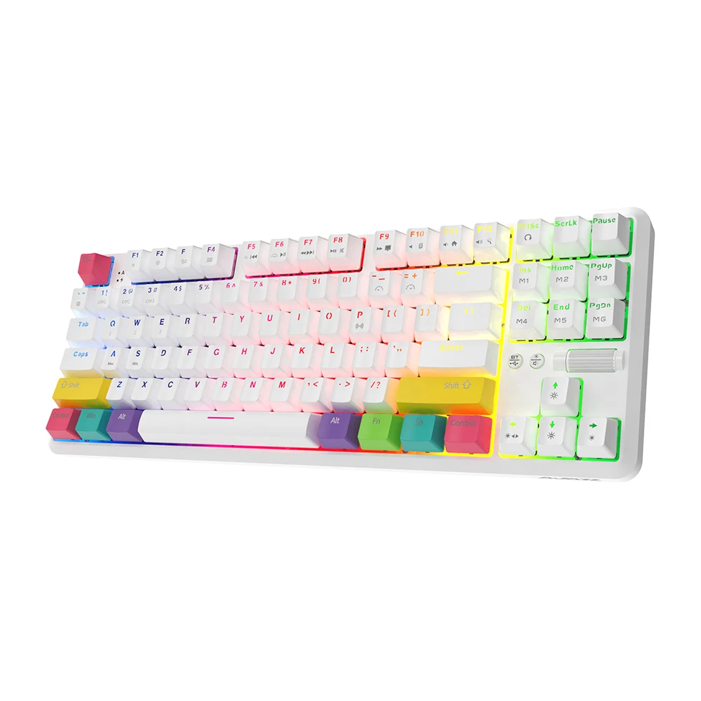 AJAZZ K870T BT и Проводная Двухрежимная клавиатура RGB 87 клавиш 2000mA Механическая игровая