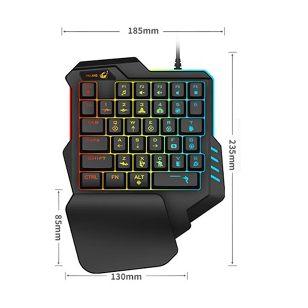 Одиночная игровая клавиатура с одной рукой 35 клавишами портативная мини RGB