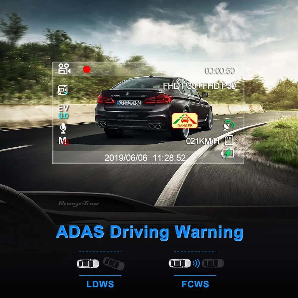 Range Tour 4K Автомобильный видеорегистратор D20 WiFi gps ADAS Dash камера Автомобильный видеорегистратор внутри и снаружи