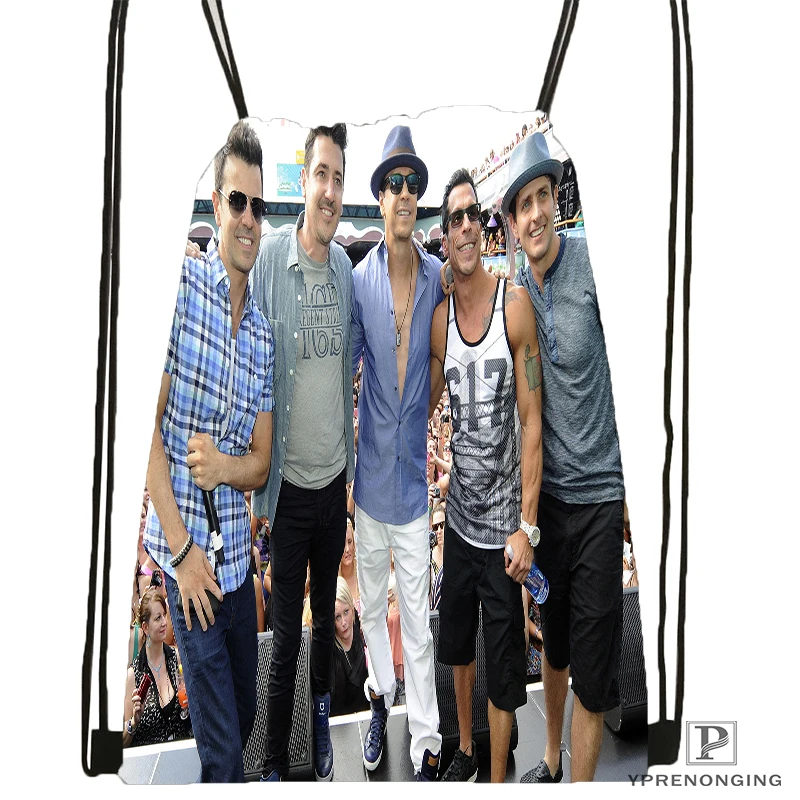 

Custom New Kids on The Block Drawstring Backpack Bag Cute Daypack Kids Satchel (Black Back) 31x40cm#180531-04-37