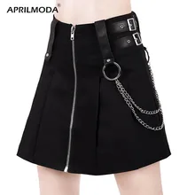 Костюмы готические трапециевидные юбки женские осенние плиссированные клетчатые школьные мини-юбки на молнии пикантные одноцветные подтяжки уличная одежда юбки