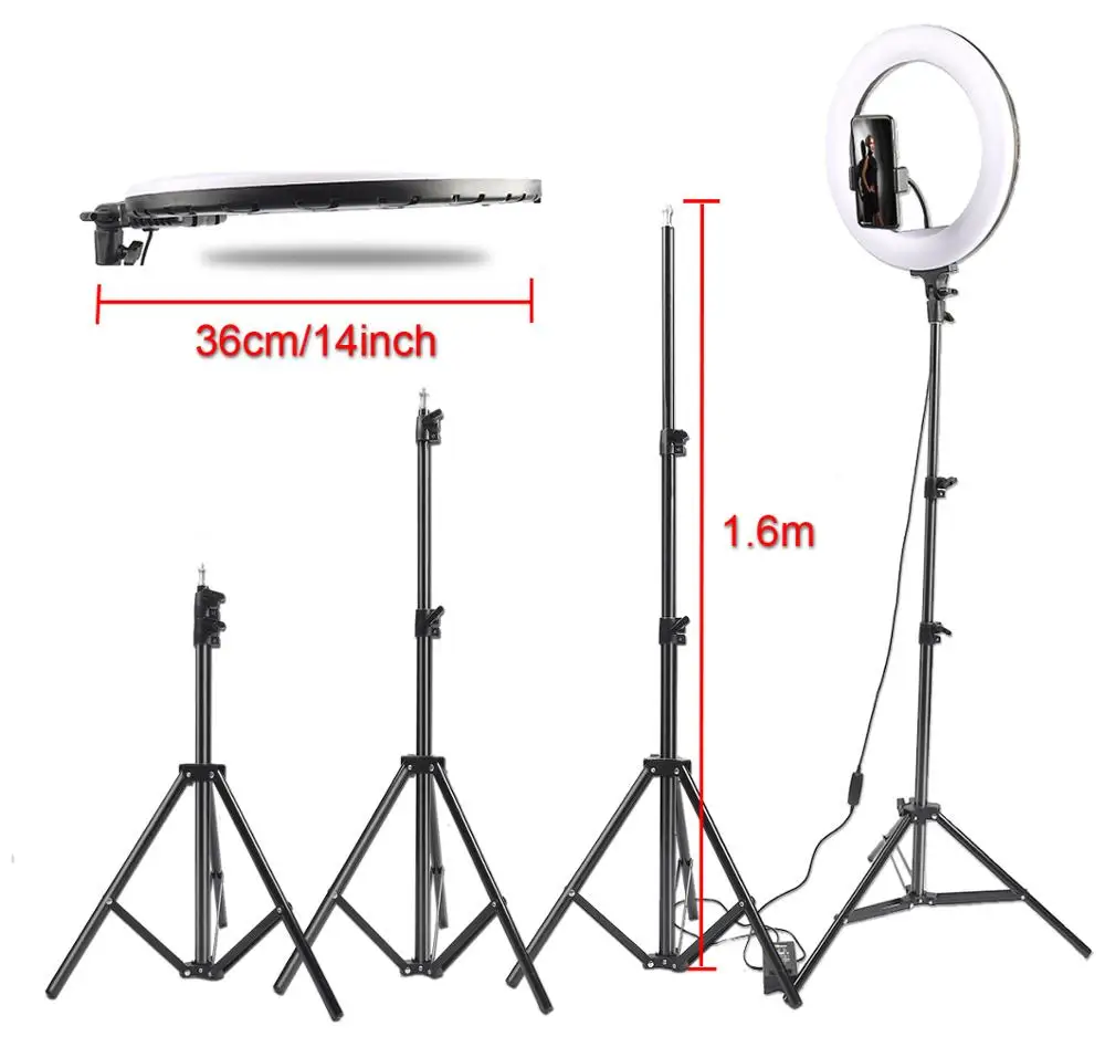  36cm/14inch LED Selfie Ring Light Dimmable LED Ring Lamp Studio Photo Video Camera Phone Light ring - 4000336449065
