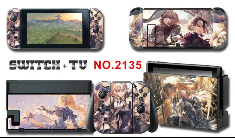1set New Cute Anime Full Body Sticker for NS Switch Protective Cover Skin Colorful Art for Game Console Joy-Con Controller Decor