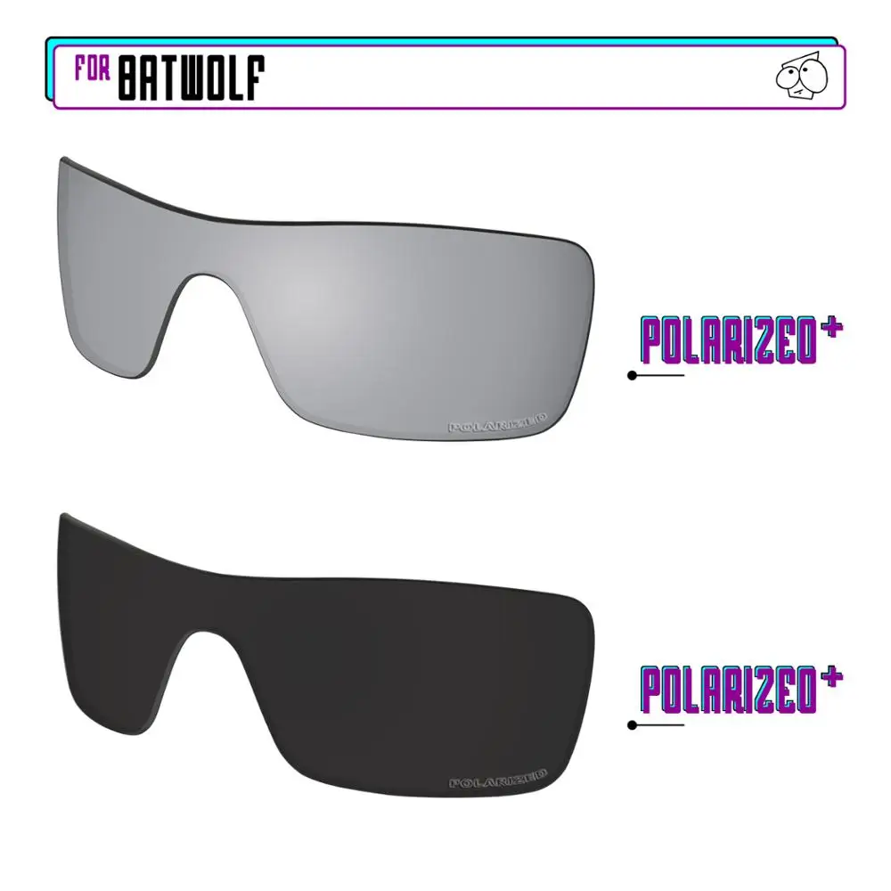 

EZReplace Anti Seawater Polarized Replacement Lenses for - Oakley Batwolf Sunglasses - Black P Plus-Silver P Plus
