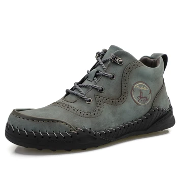 

Handmade Leather Boots Men Casual Walking Shoes Ankle Boots Soft Microfiber Bota Masculina Fashion Work Boots Motocycle Shoes