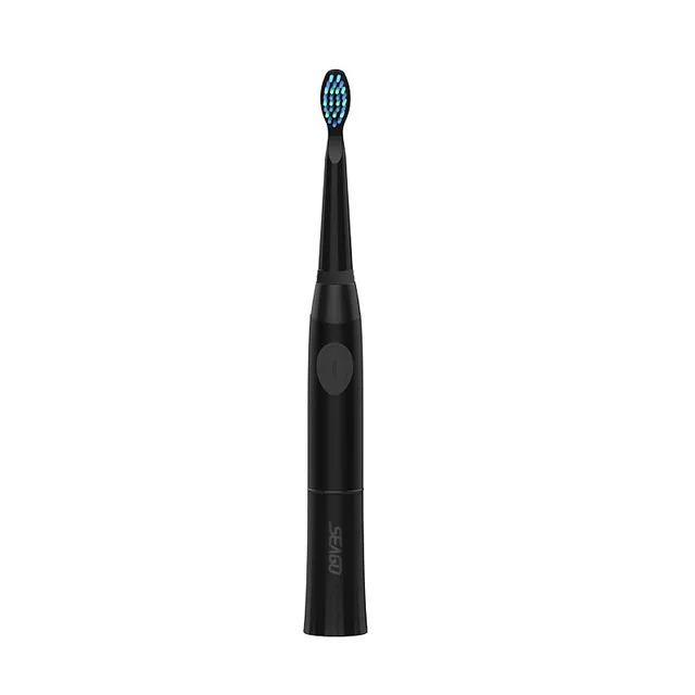 SEAGO SG-503, электрическая зубная щетка для взрослых с 1 сменными головками, зубная щетка на батарейках, зубная щетка для зубов, Глубокая чистка кистей - Цвет: Black
