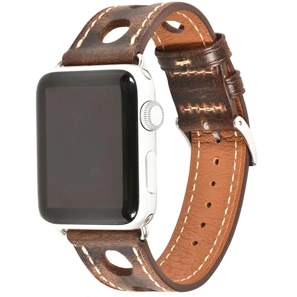 Ремешок BEAFIRY маслодубленый для Apple Watch Band 4 5 44 мм дизайнерский браслет из