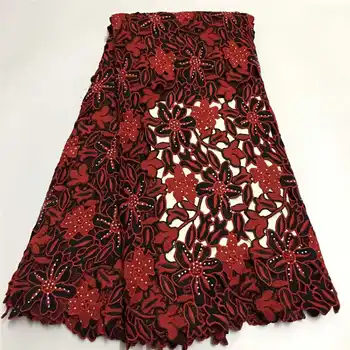 

skin friendly African Cord Lace Fabric High Quality guipure lace fabric with stones For Party Dresses
