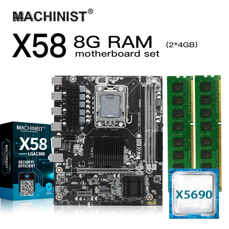 X58 настольная материнская плата LGA1366 комплект с процессором Intel xeon X5690 и 8G(2*4G) ECC DDR3