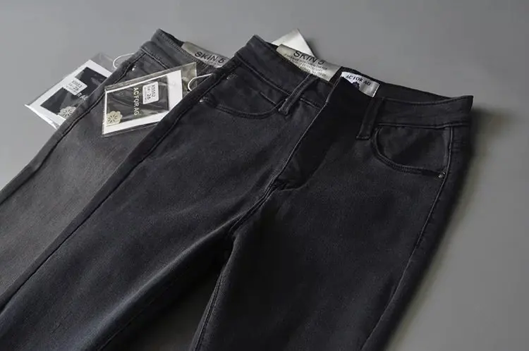 Осень стиль западный стиль Slim Fit для похудения acforag с высокой талией эластичные джинсы зауженные брюки женские