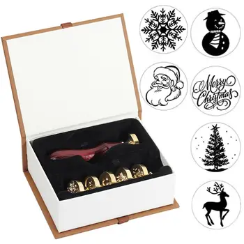 

6 pc Seal Stamp Stick Set Replaceable Sealing Wax Diversiform Vintage Signet Stamps for Letter Postage Envelop Invitation Gift