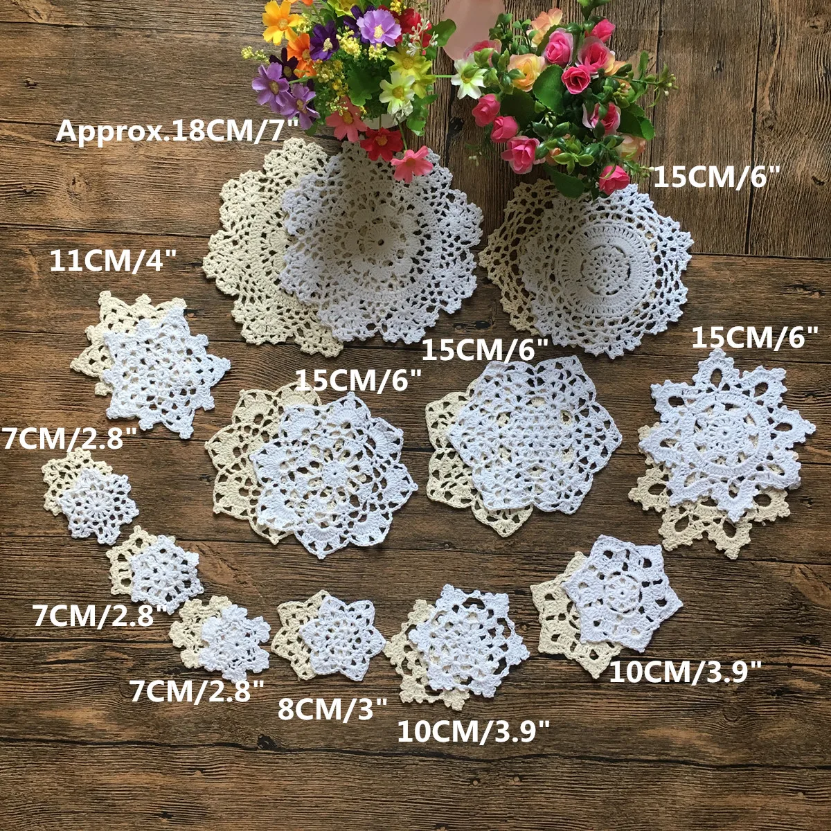 24 винтажные кружевные крючком мотивы мини Doilies 7 18 см свадебное украшение