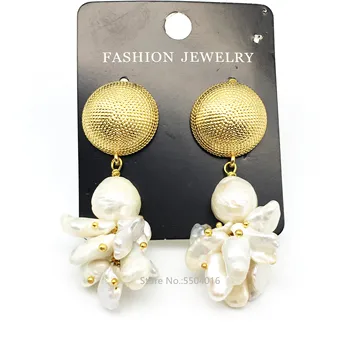 

Trendy Elegant Real Natural Pearls Dangle Earrings For Women Jewelry Pearls String Statement Drop Earrings Wedding Party Gifts