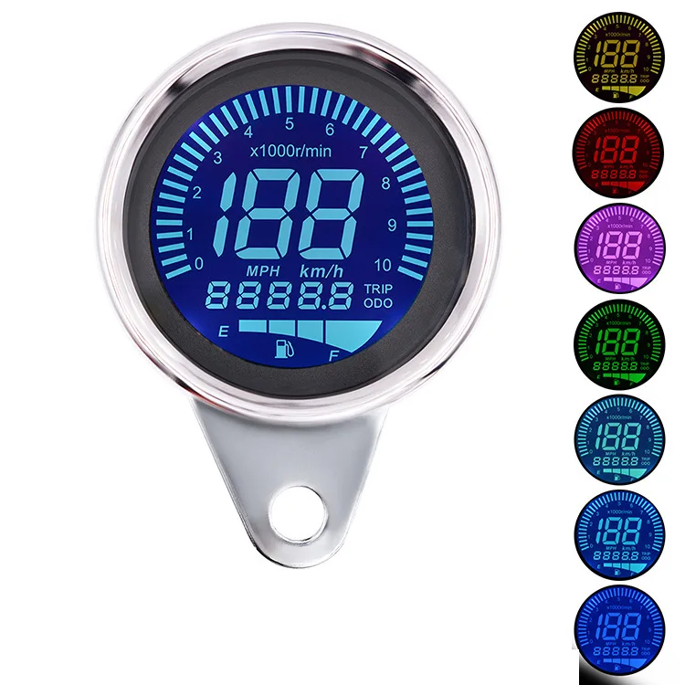 

Universal Motorcycle Odometer LCD Digital Speedometer Tachometer Gauges with Night Light Fit for Most Popular 12V Motorbike