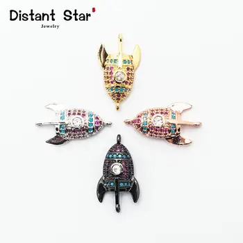 

Rocket Copper Jewelry Connector Zircon Necklace Bracelet Rhinestone Diy Micro Connector Perforation Jewelry Making